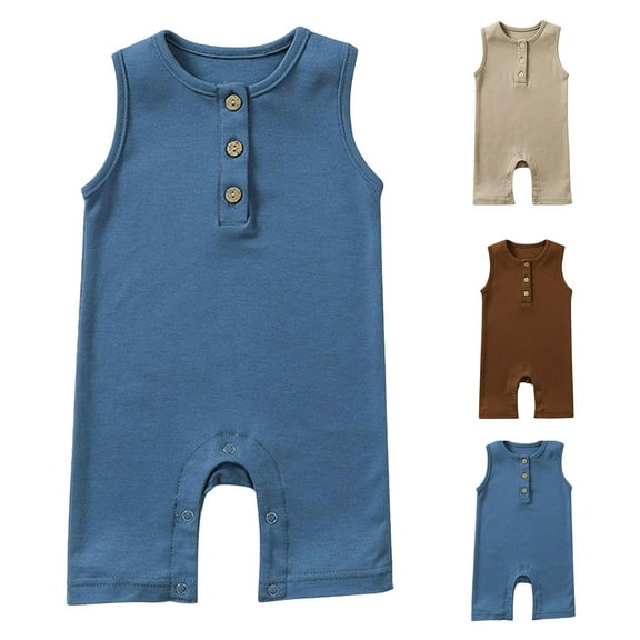 Summer Baby Boys Clothing Agkizg Baby Boys Bodysuits, Baby Boys Sleeveless Rompers, Toddler Baby Girls Boys Sleeveless Solid Color T-Shirt Jumpsuit Romper