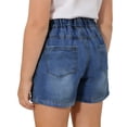 thumbnail image 5 of Cethrio Girls Denim Shorts Size 10-12, Summer School Elastic Waist Relaxed Fit Kids Jean Shorts Blue Size 10, 5 of 6