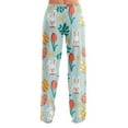 thumbnail image 6 of FrzhBrz Easter Pajama Pants Lightweight Wide Leg Loose Pj Bottoms Cute Floral Bunny Stretch Pj Pants Drawstring Easter Pj Sleep Pants Regular and Plus, 6 of 6