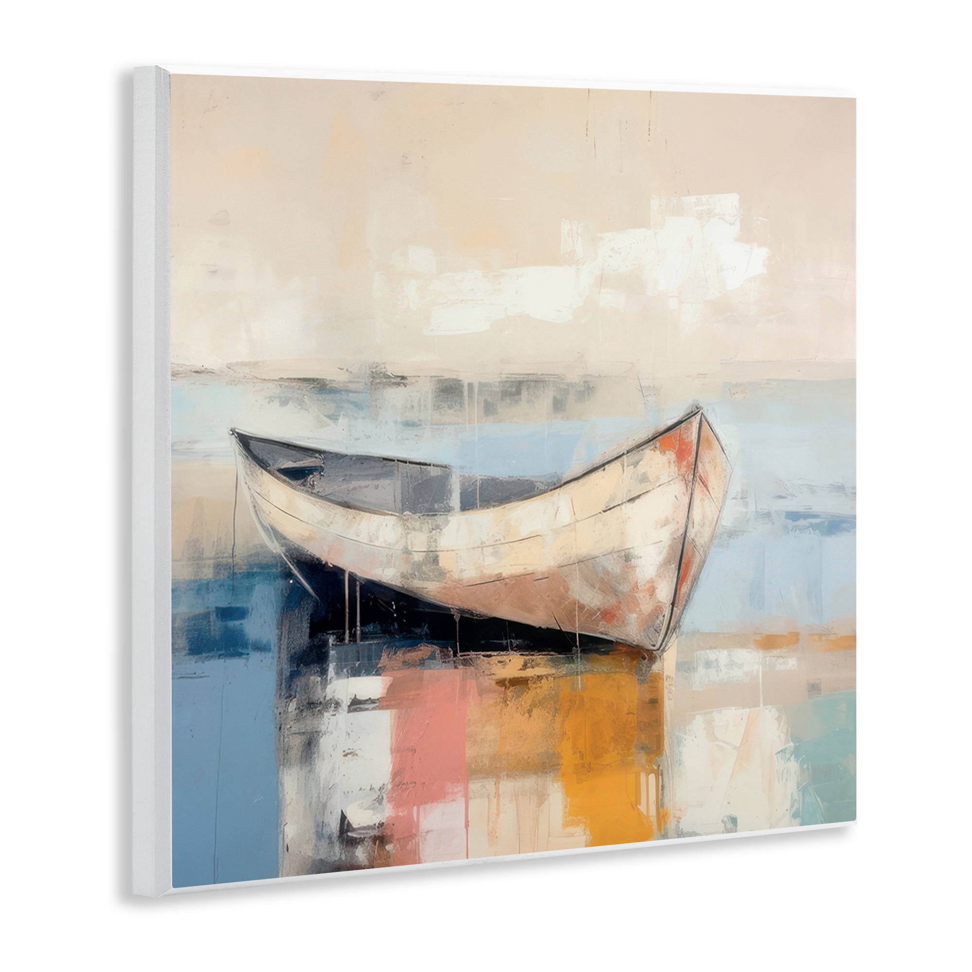 Stupell Industries Charming Coastal Boat Nautical & Beach Painting Unframed Art Print Wall Art, 12 x 12