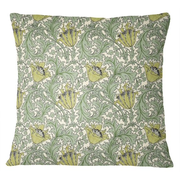 S4Sassy Green Square Cotton Poplin Home Decorative Floral Print Cushion Cover 1 Pair-22 x 22 Inches