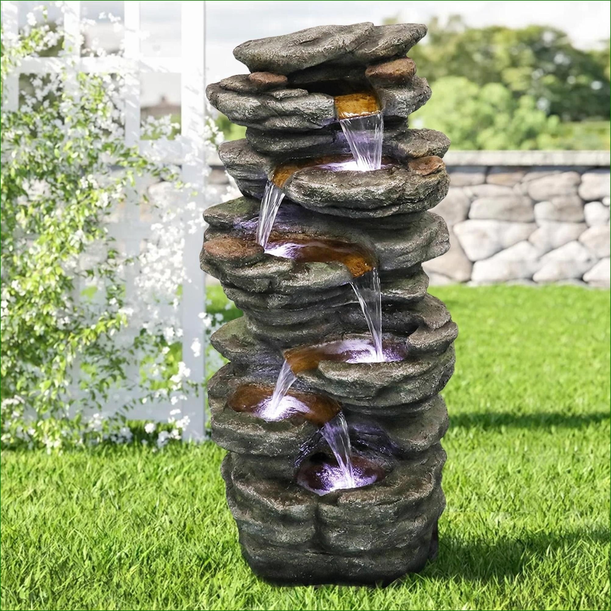 Watnature 40" Outdoor 6-Tier Cascading Fountain