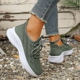 thumbnail image 3 of Women's Breathable Lace Up Running Shoes Lightweight Slip On Sneakers Comfortable Arch Support Non Slip Walking Shoes Green Size 6.5, 3 of 9