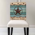 thumbnail image 3 of Western Texas Star Chair Covers Set of 4 Retro Turquoise Wooden Rustic Farmhouse Chair Back Covers Stretch Removable Washable Chairs Slipcovers Chair Protector for Dining Room Kitchen Party Decor, 3 of 5
