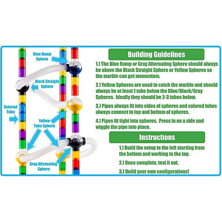 Marble Genius Set De Accesorios Para Pistas De Canicas – 10 Piezas: Tubos, Rampas Y Esferas – Amplía Tu Circuito De Canicas