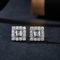 thumbnail image 4 of KIJ 1 Carat Princess Cut Square Moissanite Stud Earrings, 925 Sterling Silver 14K White Gold Plated VVS1 Gra Certified Hypoallergenic Gifts for Men Women, 4 of 12