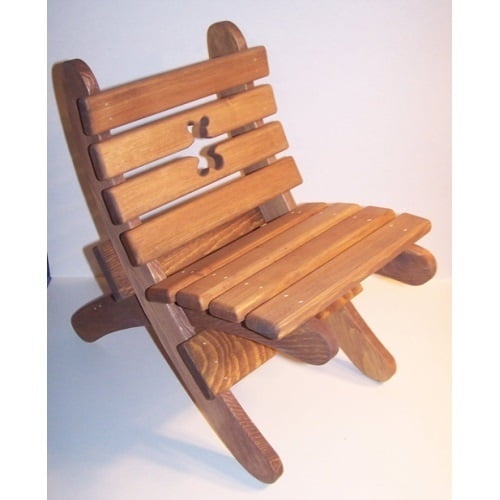 Les Jouets PUZZLE-MAN W-2424 Meubles de Jeu en Bois pour Enfants - Chaise de Plage Pliable - Teddybear - Brun