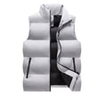 thumbnail image 4 of TKKCS Mens Stand Collar Puffer Vest Jacket- Sleeveless Winter Warm Full Zip Quilted Padded Waistcoat with Zipper Pockets Gray Size L, 4 of 6