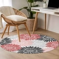 thumbnail image 4 of Red Pink Grey Sunflowers Round Area Rug 3.3Ft Washable Circle Rugs for Dining Room Table, Boho Retro Floral Rustic Blossom Non-Slip Carpet Floor Mats Indoor Outdoor Carpet Runner Aesthetic Home Decor, 4 of 8
