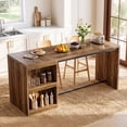 thumbnail image 5 of Finmind 78.74" Kitchen Island with 2 Shelves and Mini Fridge Space, Large Stationary Island Table for Kitchen & Dining Room, Rustic Brown & Black, 5 of 7