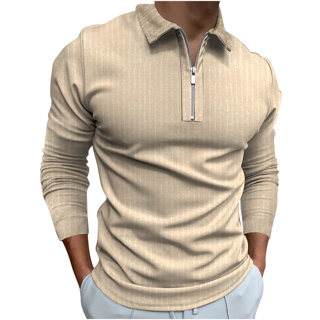 Camisas de Hombre Con Cuello Vuelto Y Cierre de Cremallera, Tops A Juego de Colores, Informales, Ajustados, Básicos Odeerbi ODB-6