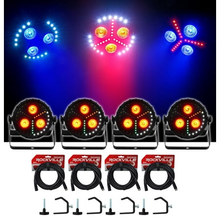 (4) Chauvet DJ FXPar 3 RGB+UV SMD LED Par Can Wash Lights