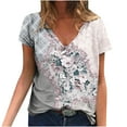 thumbnail image 2 of Blouse d'Été Grande Taille à Manches Courtes pour Femmes, Blouse Imprimée d'Été, T-Shirts Décontractés à Col en V à Manches Courtes, Hauts, T-Shirt à Col en V pour Femmes en Liquidation, 2 of 5