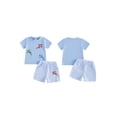 thumbnail image 2 of BemeyourBBs Toddler Baby Boys Summer Clothes Cute Infant Baby Boy Airplane Outfit Short Sleeve Airplane Embroidered T Shirt Tops and Striped Pockets Shorts Set Toddler Boys Summer Outfit, 2 of 9
