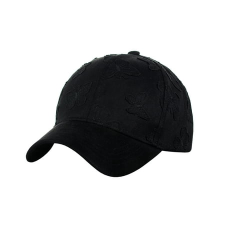 Oxford Suede Cap C.C Women's Butterfly Pattern Faux Suede Adjustable Precurved Baseball Cap Hat, Black ()