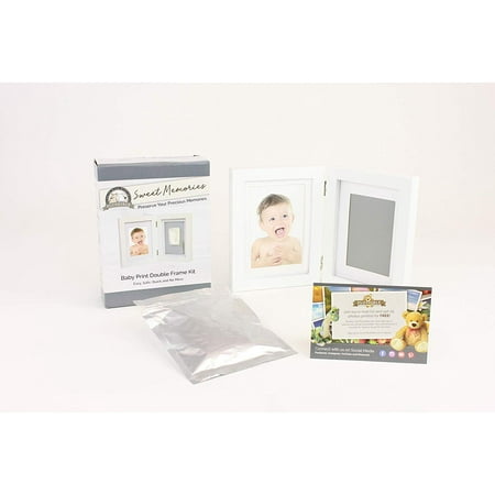 - Plushible Baby Footprint Kit - Hinged Double Photo Picture Baby Footprint Frame - Gift Registry And Baby Shower Gift