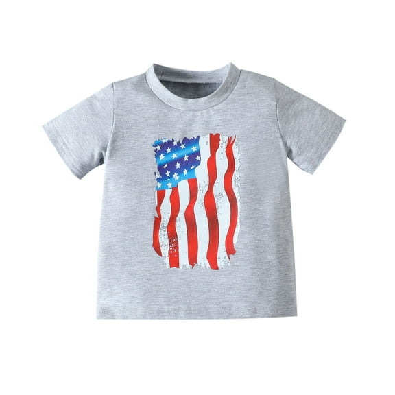 Generic Summer Toddler Boys Girls Short Sleeve Independence Day 4th Of July Prints T Shirt Tops