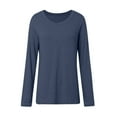 thumbnail image 4 of Tops for Women Spring Fall Trendy Solid Color V-Neck Long Sleeved Tee Shirts Stretch Comfy Relaxed Fit Workout Tunic Blouses, 4 of 6
