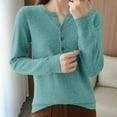 thumbnail image 3 of Pullover Sweaters for Women 2025 Long Sleeve V Neck Button Plain Knitted Sweater Tops Fall Winter Outfits, 3 of 4