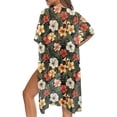 thumbnail image 5 of Xoenoiee Tropical Hibiscus Palm Leaves Print Open Front Long Kimono Swimsuit Cover Up for Women Swimwear Cover Ups Cardigan Quick Dry Beach Swim Cover up Blouse, 5 of 7