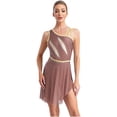 thumbnail image 1 of RUNQHUI Robe Dos Nu Asymétrique Sans Manches à Bretelles Découpées Rose Poussiéreux TG, 1 of 7