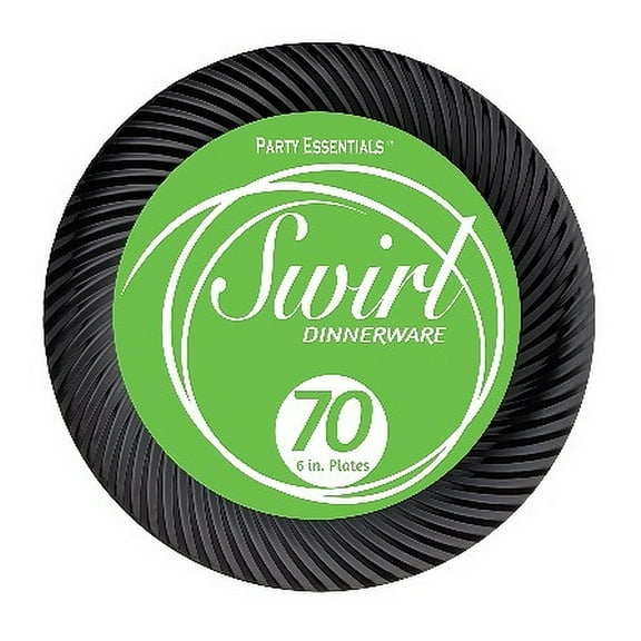 1 - Party Essentials 6" Swirl Plates - Black 70 Ct.