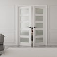 thumbnail image 2 of 56" x 96" 5-Lite Frosted Glass French door Wood And Manufacturing Wood French Door With Hardware Kit, 2 of 8
