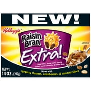 Raisin Bran: Crispy Flakes With Raisins Yogurt Clusters Cranberries Almond Extra!, 14 oz
