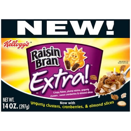 Raisin Bran: Crispy Flakes With Raisins Yogurt Clusters Cranberries Almond Extra!, 14 oz