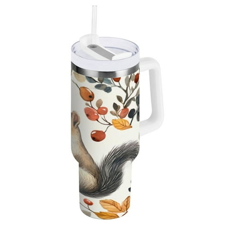 

30 Oz Car Handle Water Cup 9.9x3.5 Inch Stainless Steel Water Cup With Handle Water Cup Car Water Cup Travel Coffee Cup Cartoon Squirrel