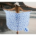 thumbnail image 5 of LA LEELA Women's Beach Wrap Bikini Swimwear Cover up Bathing suit Summer Wraps Swimsuit Sarong Skirts for Women One Size Star Fish, Blue, 5 of 5