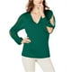 thumbnail image 2 of INC Womens Illusion Surplice Pullover Blusa, Verde, Grande, 2 of 2