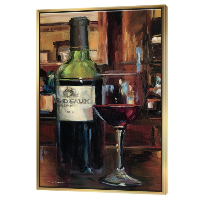 A Reflection of Wine Bottle I - Food and beverage Framed Canvas