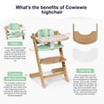 thumbnail image 2 of Cowiewie Wooden High Chair with 3 Tray, Toddler Feeding High Chair, 8 Height Adjustments, Green Cushion, 2 of 8