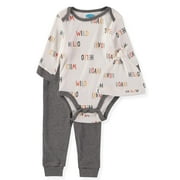 Bon Bebe Baby Boys 0-9 Months Roar Bodysuit Pant Set with Hat(Grey 3-6 Months)