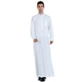 thumbnail image 2 of Men's Solid Color Arab Robe Traditional Thobe Garment for Prayer and Daily Wear, 2 of 7