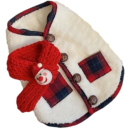 AnsFind Christmas Pet Clothes for Dogs & Cats, Winter Fleece Vast Warm Clothes,Christmas Outfit for Kitten & Puppy, Cute Pet Costume with Knit Scarf