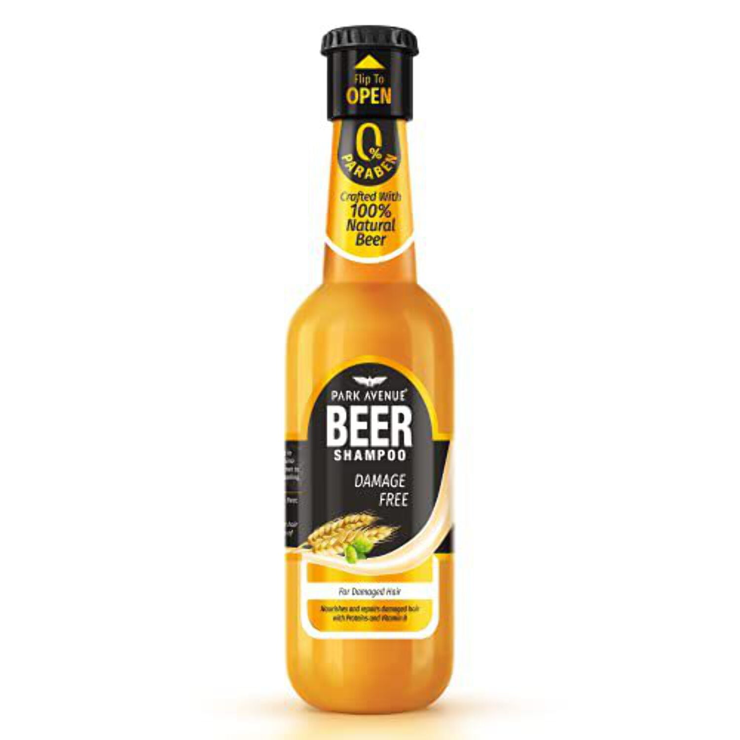 Park Avenue Beer shampoo for Damage Free hair, with Hops, Barley, Proteins  and Vit. B, 180ml 