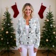 thumbnail image 3 of Women's Sweater Cute Fun Printing Sweater Fall And Winter Long Sleeve Knitted Sweater for Fall Winter Floral Patterns,Light Gray,L, 3 of 7