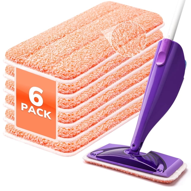 Almohadillas reutilizables para mopas Swiffer Wet Jet (paquete de 6), color naranja