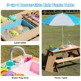 thumbnail image 6 of JOYFULIN Kids Picnic Table, 4-in-1 Wood Sand & Water Table with Umbrella, 2 Trays, Removable Tabletop and Built-in Bench, Outdoor Convertible Sensory Picnic Table for Backyard Garden, Natural, 6 of 8