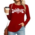 thumbnail image 2 of Telankuip Soft Comfortable T-Shirts for Womens Fashion Floral Printed Preppy Oversized Cute Graphic Crewneck Pullover Tops Long Sleeve Lightweight Thin Basic Casual Y2k Tees Red M, 2 of 5