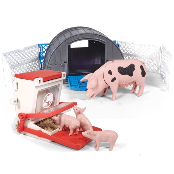 Big Country Toys: Pig Hut Adventure – 10-Piece Farm Toy Playset, Articulated Sow Figure, 3 Piglets, Interactive Animal Feeder, Hut, Fencing, Kids 3