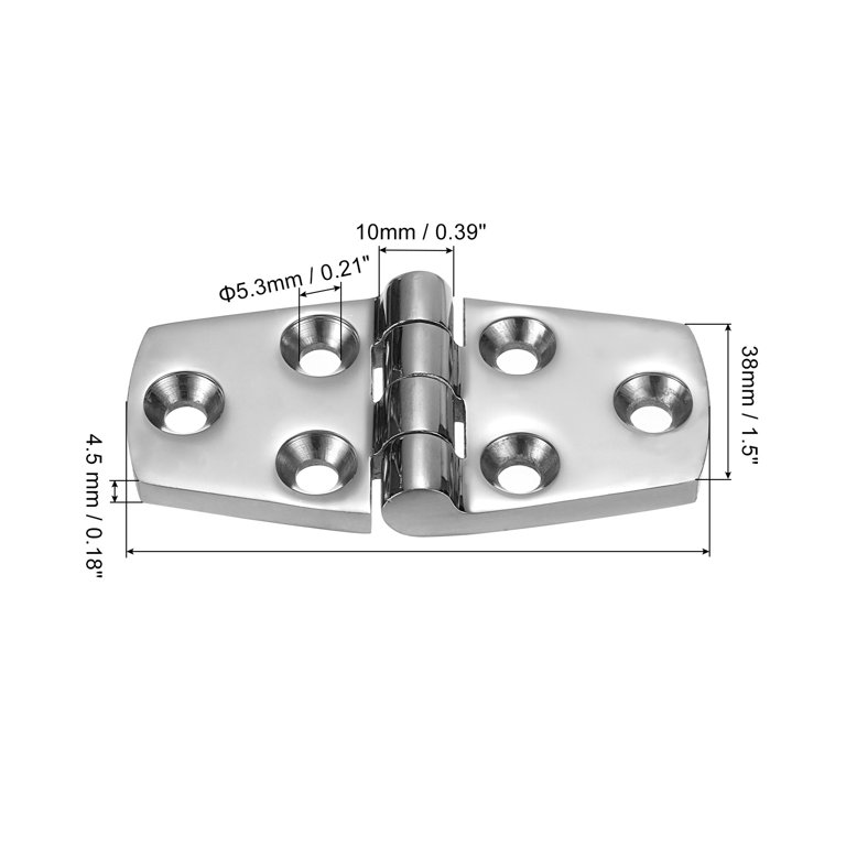 2-Pack Stainless Steel Marine Strap Hinges (3" X 1.5") - Polished Finish For Gates, Tables & Boats