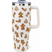 Christmas Tumbler 40oz Gingerbread Tumbler with Lid and Straw Xmas Insulated Cup Coffee Mug Christmas Gifts for Women Men