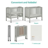 Dream On Me 2-in-1 Folding Portable Mini Crib, Cool Grey - Walmart.com