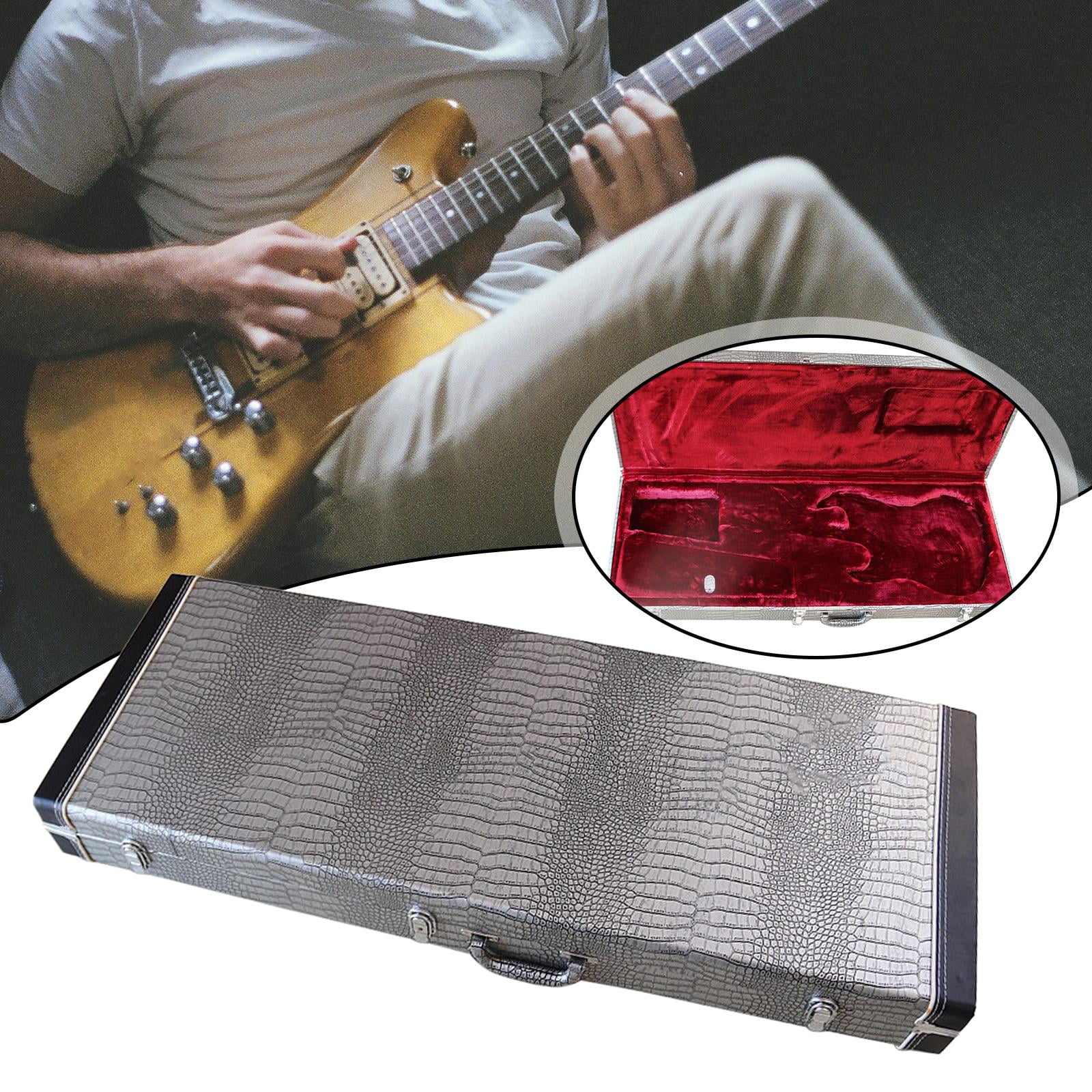 Electric Guitar Case Square Hardshell Storage Case Impact Resistant PU Leather for Traveling Musicians