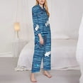 thumbnail image 3 of Fotbe Sharks on White Blue Striped Pattern Long Sleeve Pajama Set for Women,Sleepwear Set,2-piece Loungewear Set,Soft PJs Comfy Nightwear with Pockets -X-Large, 3 of 7
