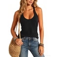 thumbnail image 6 of aohooy Women's T-Back Racerback Workout Tank Tops Summer Sleeveless Scoop Neck Running Gym T Shirts Loose Fit Yoga Fitness Top Black,S, 6 of 9