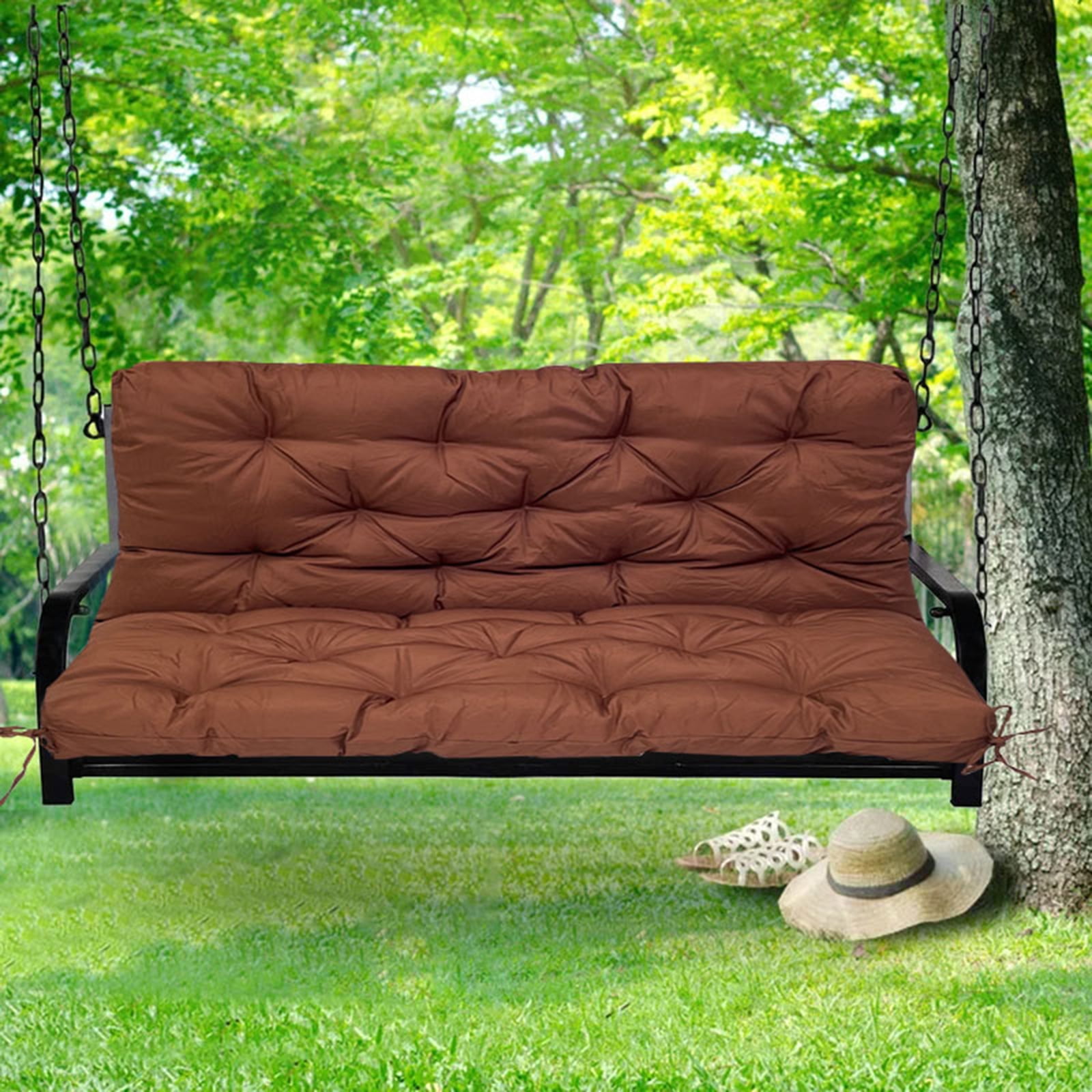 TOPCHANCES Bench Cushion Swing Chair Cushion Replacement Seat Pad 2-3 Seater Water Repellent Bench Cushion with Ties for Outdoor Garden Patio Furniture, Brown, 150cmx100cm